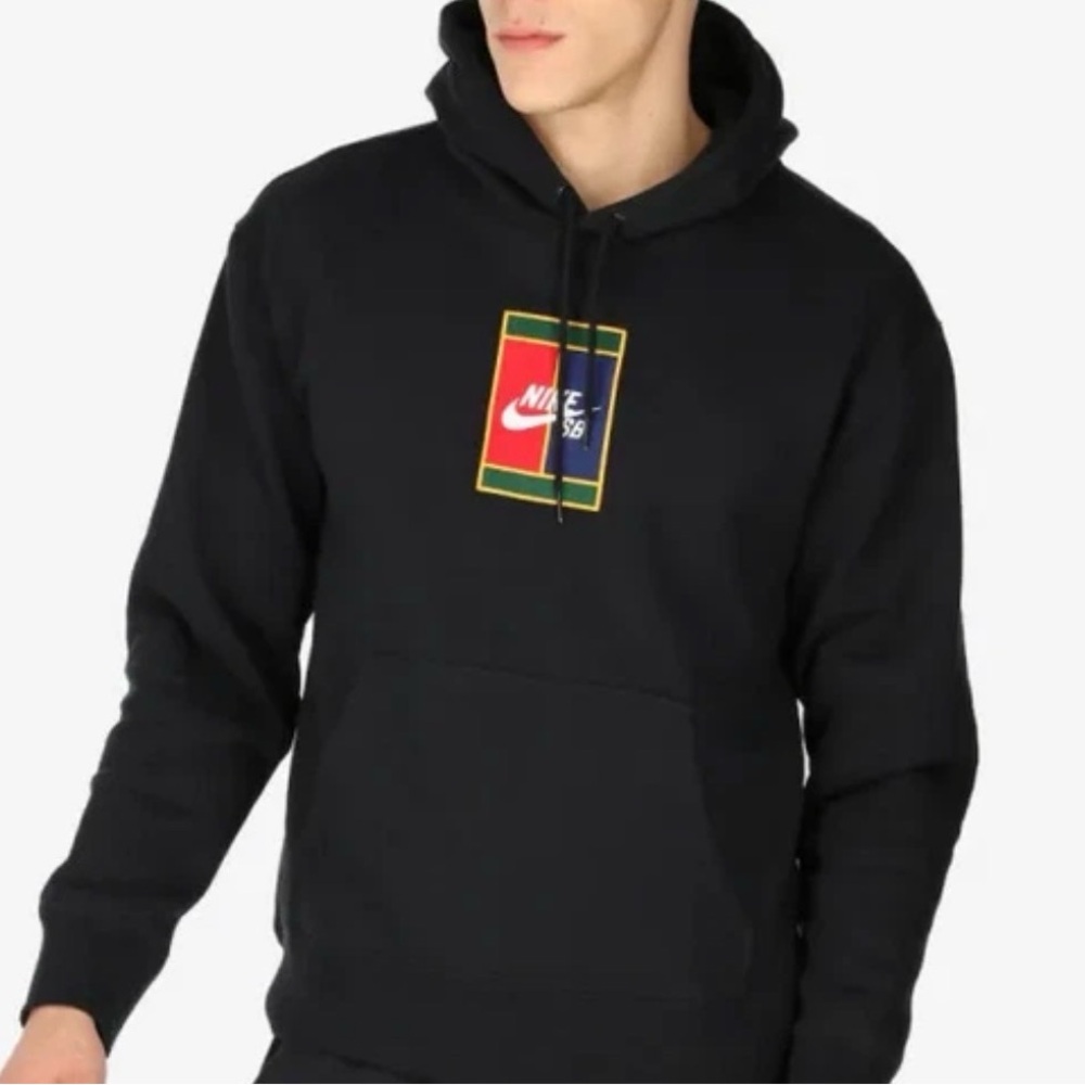 Nike SB Court Box Logo Black Pullover Skateboarding Hoodie Sweatshirt Mens Large